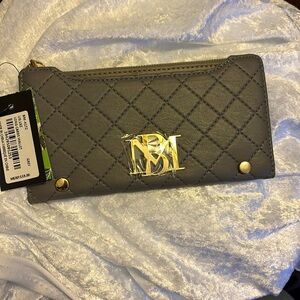 Badgley Mischka Long Cards Wallet in Gray NWT